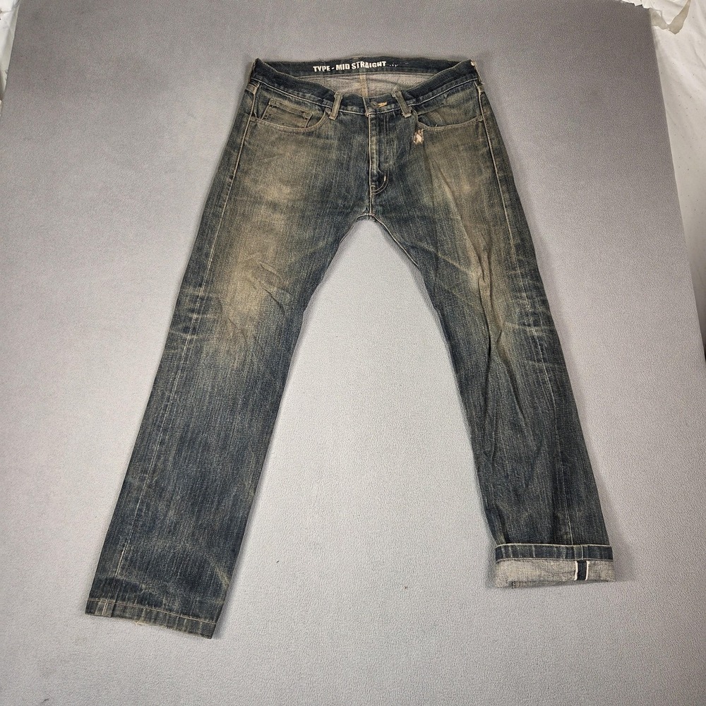 Neighborhood Jeans Mens Selvedge Whiskers‎ Honeycomb Tracks Straight Fits 32x28